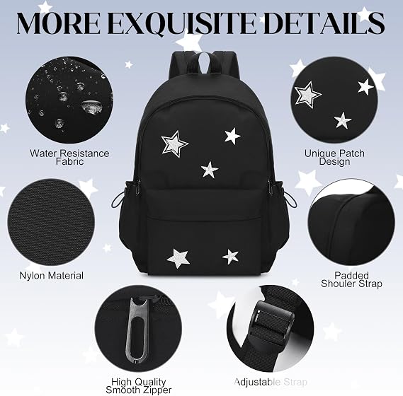 3 Pcs Cute Y2k Star Backpack Set with Lunch Bag and Pencil Case