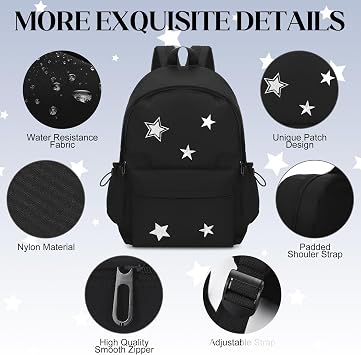 3 Pcs Cute Y2k Star Backpack Set with Lunch Bag and Pencil Case