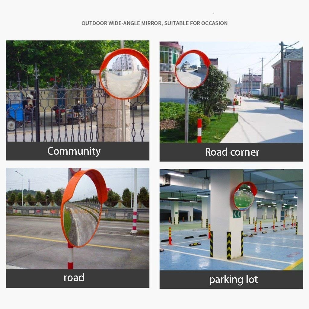 Espejo de Seguridad Vial 60CM / 80CM / 100CM, Espejo Convexo inastillable Espejo de Seguridad Convexo Duradero y Duradero Plástico (Tamaño: 60CM)