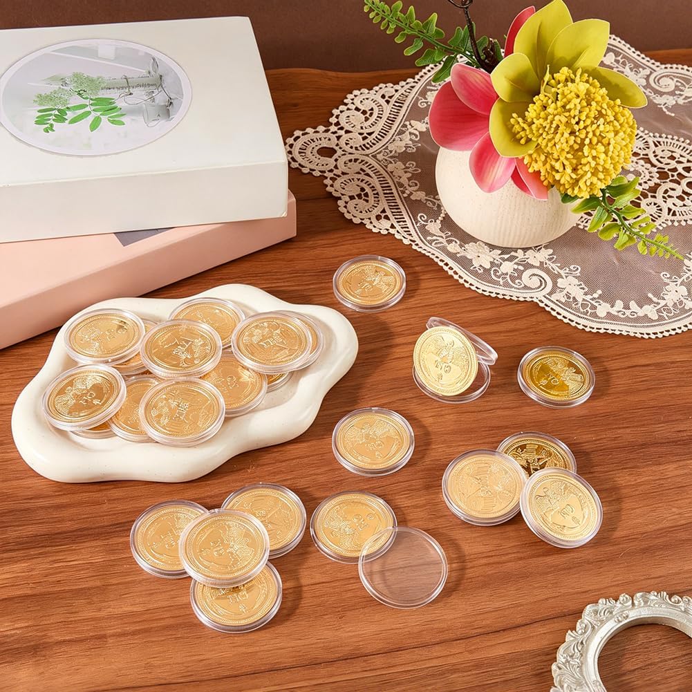 OLYCRAFT 24Pcs Yes No Challenge Coin Decision Maker Flip Coins Golden Divination Flip Coin Good Luck Commermorative Coins with Plastic Box for Holiday School Office Party Game Supplies-1.6 Inch image 4