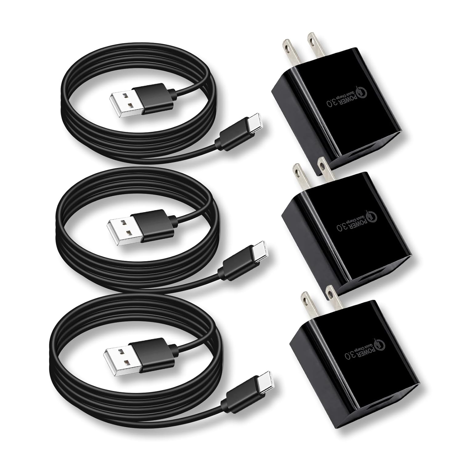 10ft 3 Pack USB C Fast Charger Cable for Motorola G Power 2025 2026 2023 2022 G Stylus 2024,G Pure,Edge/Razr,Moto One 5G UW Ace,Edge 5G UW,G30 G10 G51 Z3 Z4 Android Phone Charging Cord