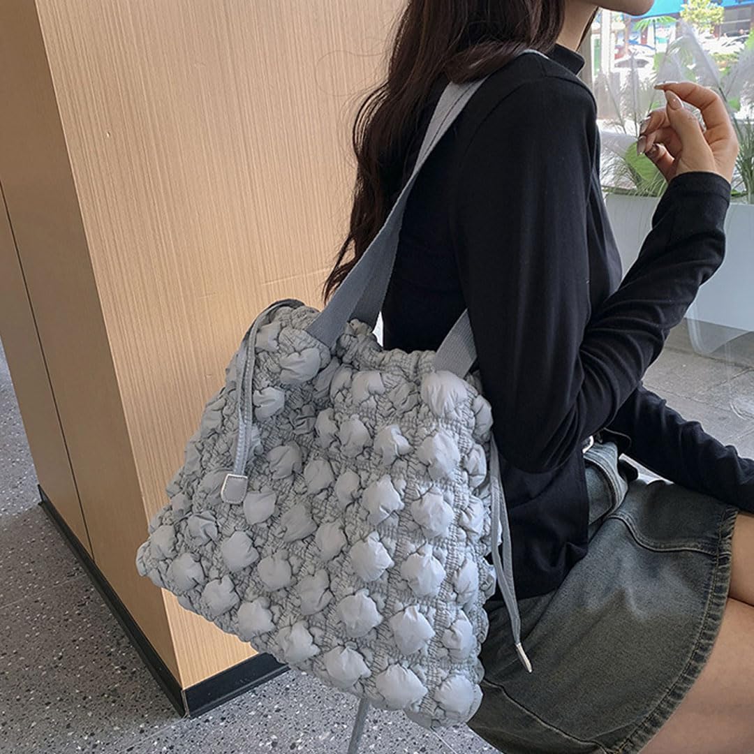 Quilted Tote Bag for Women Puffer Bags Puffy Shoulder Hobo Cloud Handbag Bubble Purse Quilted Carryall Bag Lightweight - Image 3