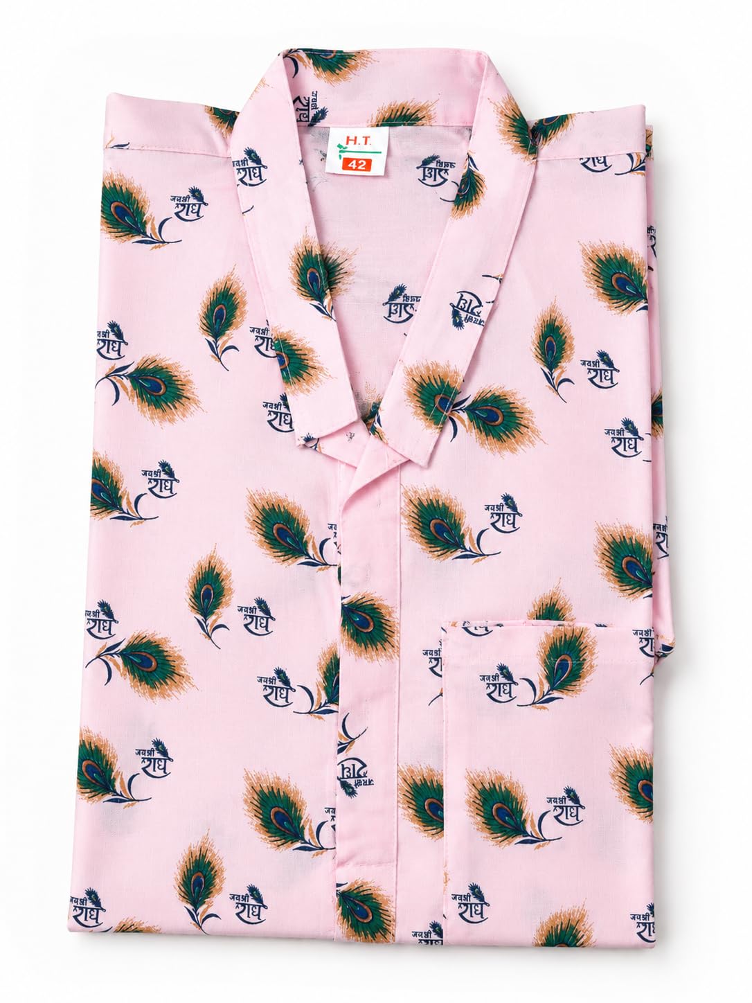 Bhagwakart Men's Digital Printed Kurta for Festival Light Pink-picture-42