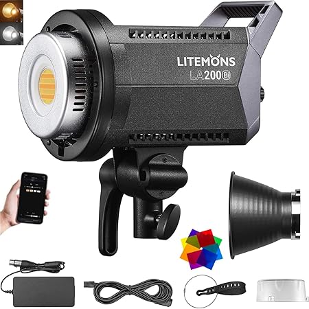 Godox Litemons LA200Bi LED Video Light, 2800K-6500K, Bowens Mount, CRI 96+ TLCI 97+, 11 FX Effect,0-100% Dimming, APP Control, for Film Shooting, Wedding, Live Broadcast, Portrait