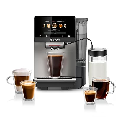 Bosch 800 Series Fully Automatic Espresso and Coffee Machine – 36 Drinks with Coffee World, Cold Brew, Double Cup, Milk Hose, Glass Milk Container, in Metallic Silver TPU60501