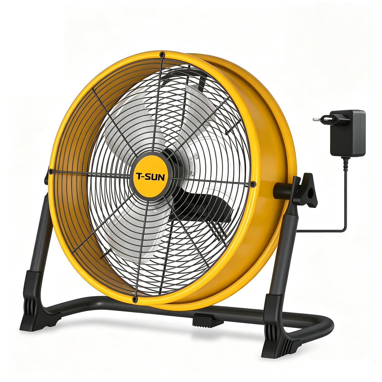 T-SUN Akku Bodenventilator 30cm Ventilator leise mit Aufladbarer 13200mAh | Tragbarer Windmaschine,Ventilator, USB und Typ-C,17dB, 1500CFM, Stufenlose Geschw für Baustellen Garagen Camping Reisen