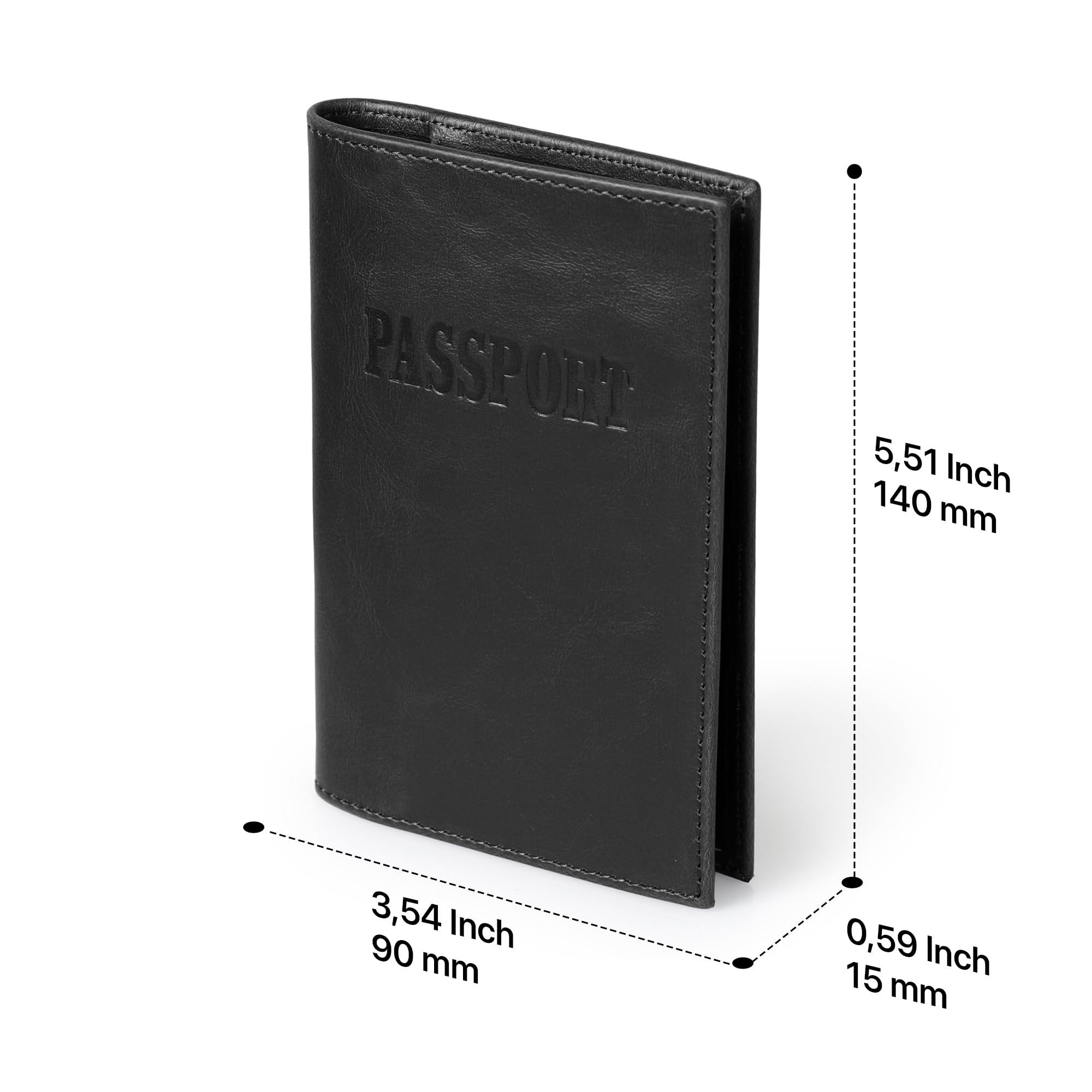 Otto Angelino Reisepass-Etui aus Leder – RFID-Blockierung – Unisex