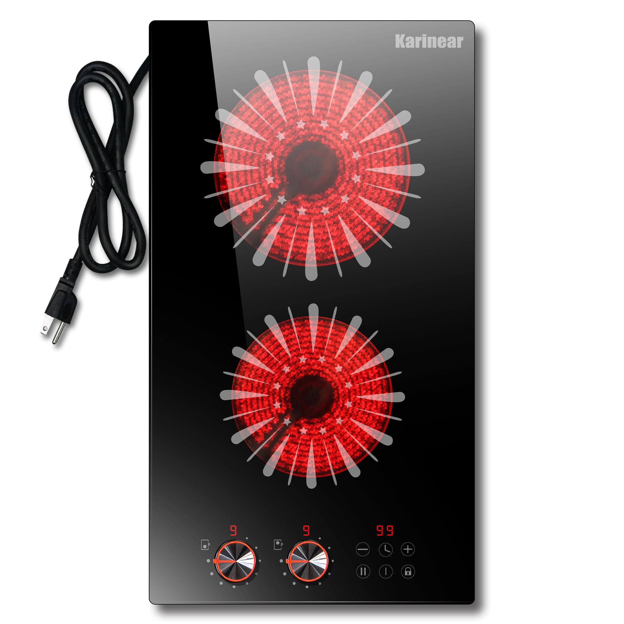 Karinear 110V Electric Cooktop 2 Burners