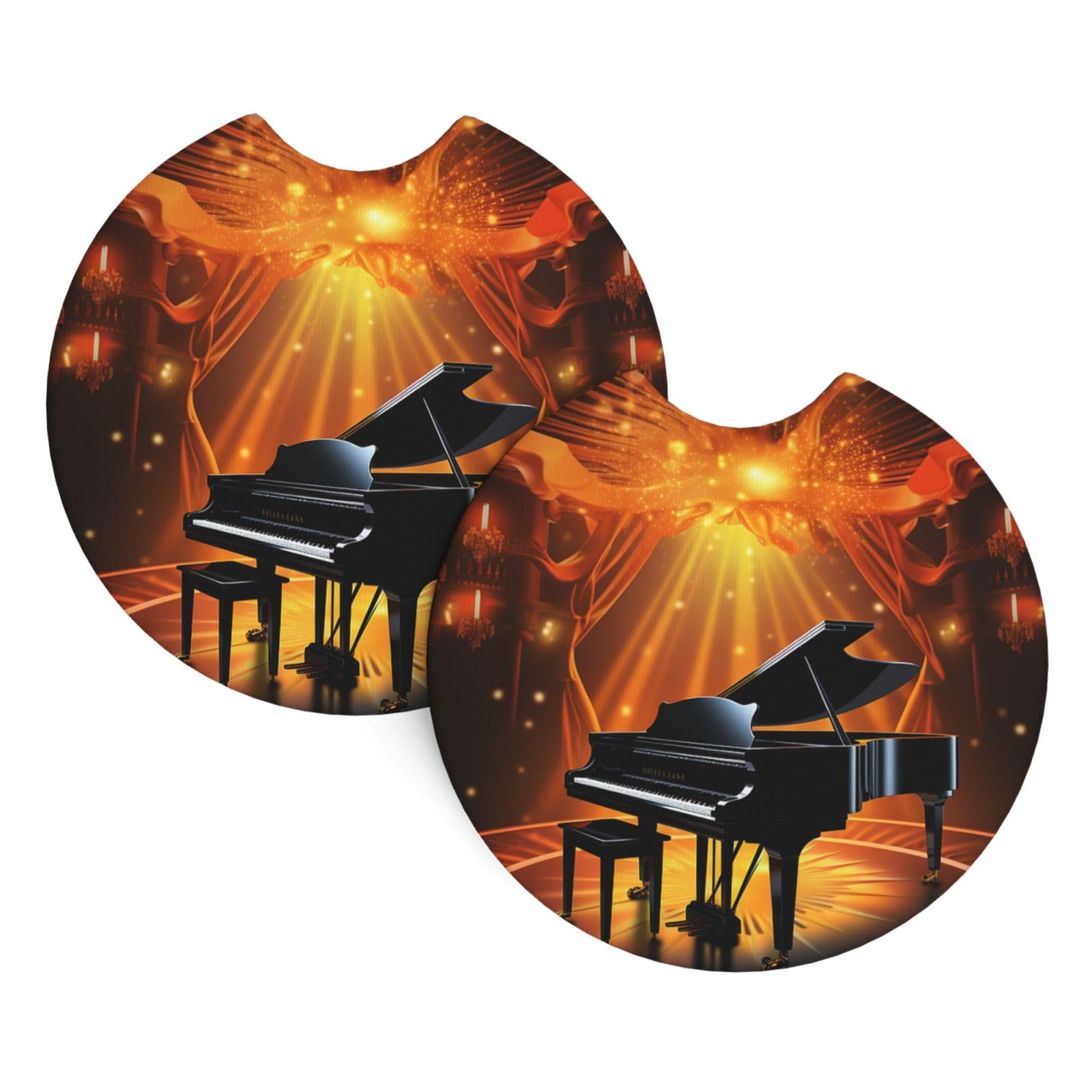 2 Pack Car Coaster for Cup Holders Musical Theatre Car Cup Coaster 2.7" Neoprene Non-Slip Automotive Cup Mat Universal Auto Car Interior Accessories for Women Men Cup Pad