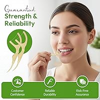 Vista 5 de Palillos de hilo dental, a base de plantas y ecológicos, sin roturas y sin hilo dental, 100 unidades, menta