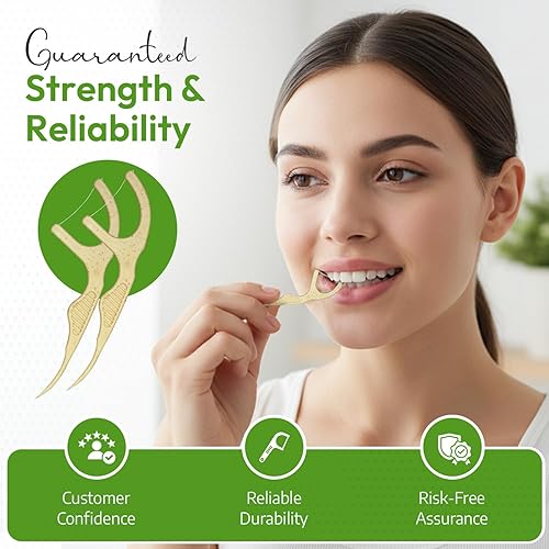 Miniatura 5 de Dental Floss Picks, Plant-Based and Eco-Friendly, No Break and No Shred Floss, 100 Count, Mint