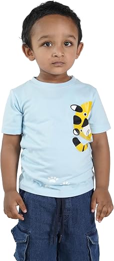 CocoBelle NYC Boys T-Shirt Casual Cotton Half Sleeve (2-3 Years) Lite Blue