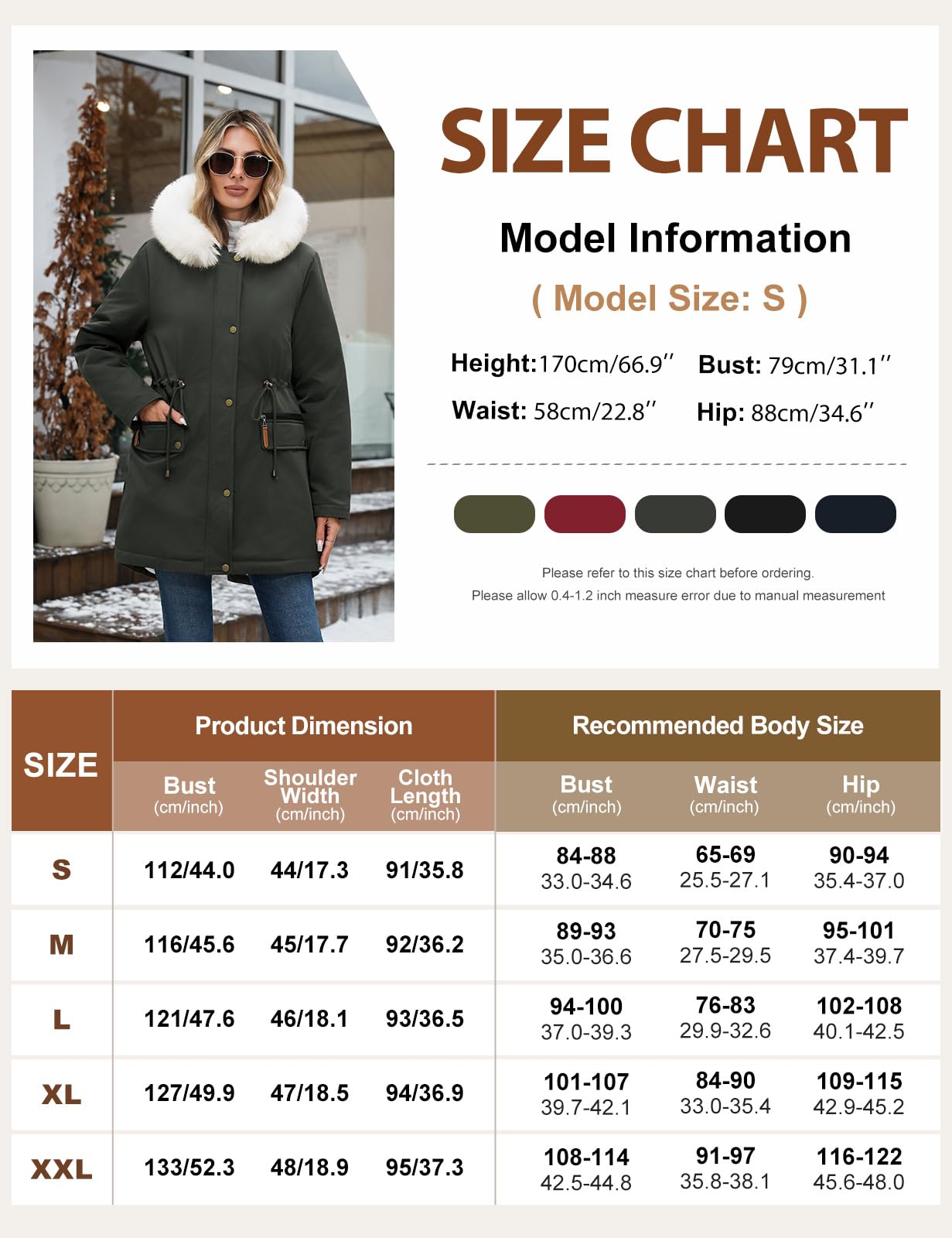 Tuopuda Manteau Femme Hiver Chaud Doudoune Long Parka Manteau Doublé de Polaire Capuchon d'hiver Blouson avec Fermeture éclair Veste Manteaux Epaissé