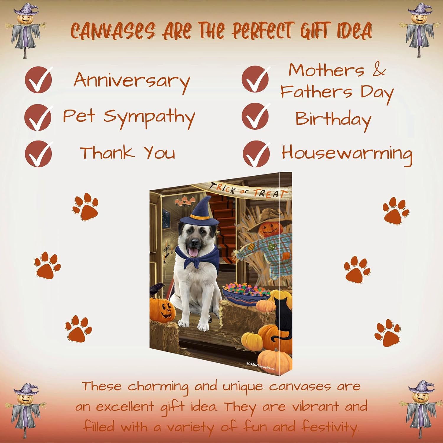 Doggie of the Day Enter at Risk with Anatolian Shepherd Dogs Canvas Wall Art - Premium Quality Ready to Hang Room Decor - Flat Rolled 11" x 14"