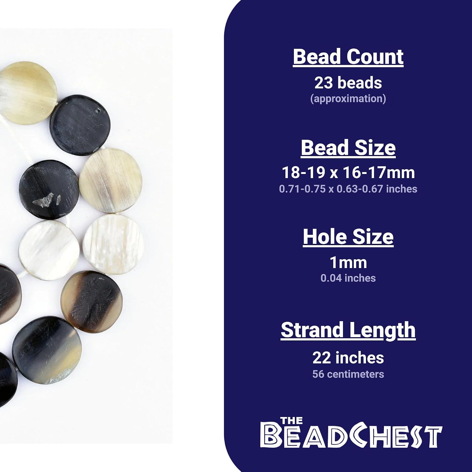 The Bead Chest Circular Natural Horn Beads (16mm)