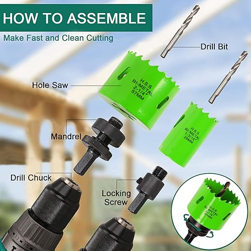 Miniatura 3 de LifeIdeas Kit de sierra de agujero bimetálica, juego de 22 piezas de sierra de agujero con 34 a 2-12 pulgadas, 12 hojas de sierra en estuche, acero