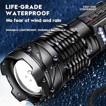 The Ultimate Survival Flashlight, Led Rechargeable Tactical Flashlights High Lumens,Outdoor Ipx7 Waterproof Lights with 8 Light Modes (1PCS)