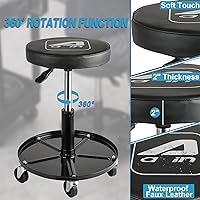 Vista 6 de Aain LT2A Asiento de rodillo mecánico resistente ajustable Asiento rodante ajustable con ruedas y bandeja de herramientas Negro