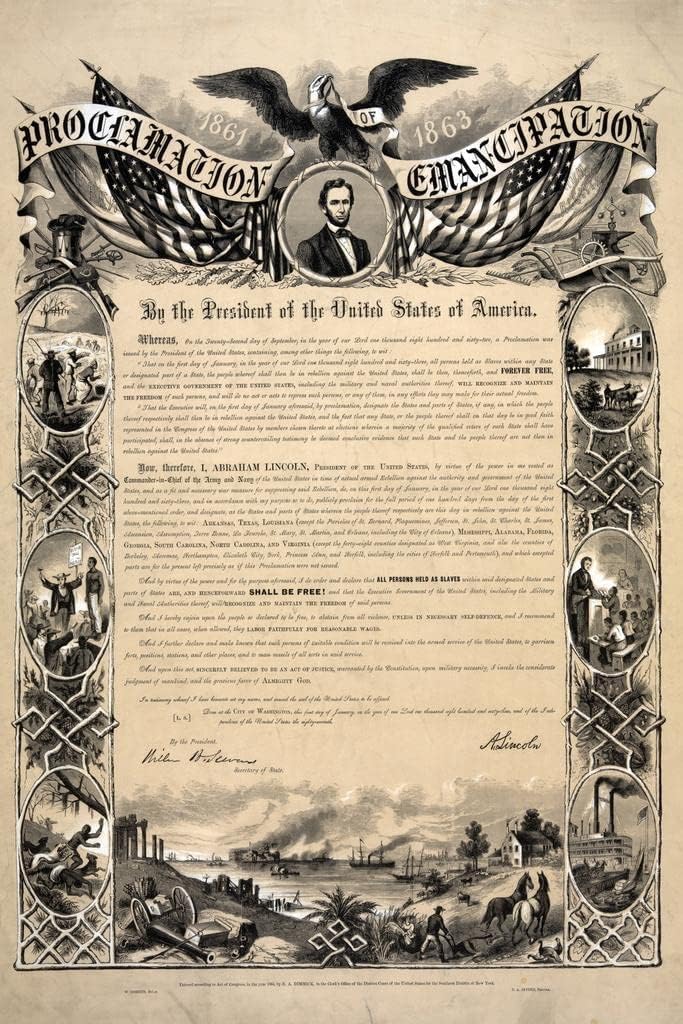 Laminated Emancipation Proclamation Poster USA History Declaration of Independence Poster Dry Erase Wall Art 24x36