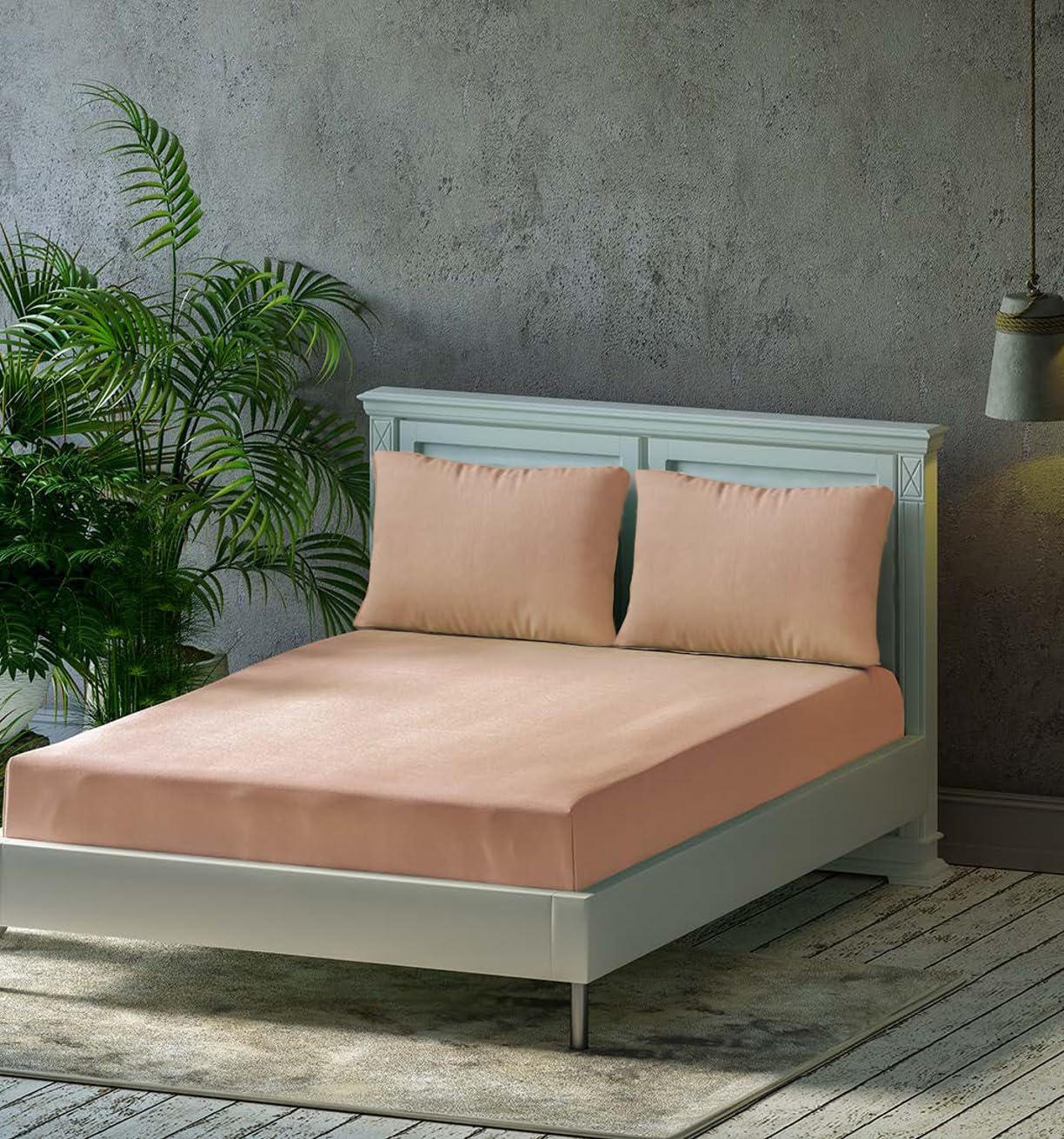 Trance Home Linen Premium 300 TC Pure 100% Cotton Fitted Bedsheet with 2 Pillow Covers (78 x 48 inch, Apricot | All Side Elastic) (B0C1BPW2Z5) Amazon Price History, Amazon Price Tracker