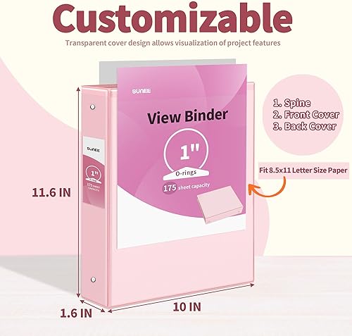 Miniatura 9 de SUNEE 3 Ring Binder 2 Inch 4 Pack, Clear High Quality View Binder Three Ring PVC-Free (Fit 8.5x11 Inches) for School Binder or Office Binder