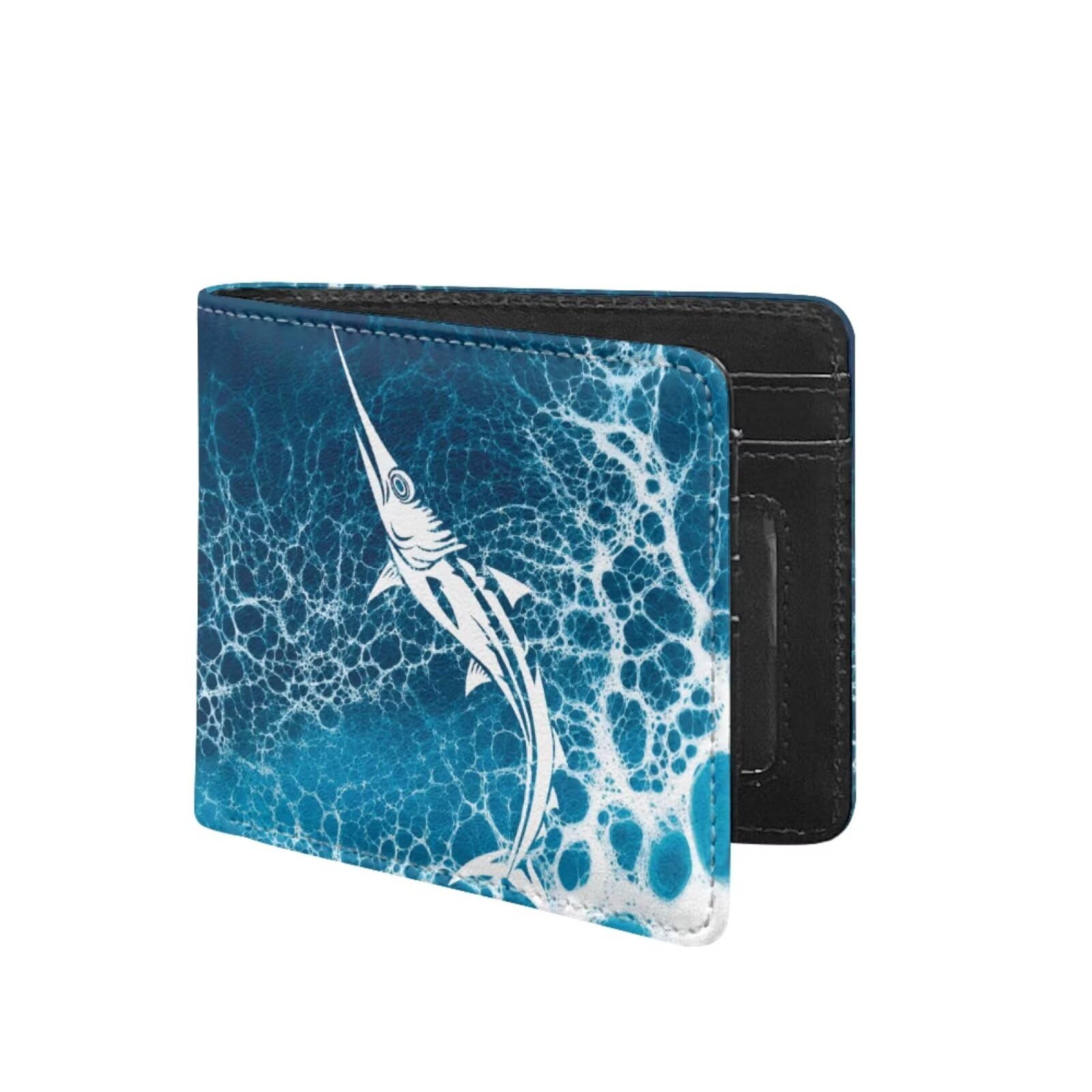 Coldinair Ocean Shark Kids Wallet for Boys Novelty Leather Boys Wallet for Kids 4-12,Credit Card Cash Id Holder Cool Slim Bifold Small Coin Purses for Youth Teenager Child