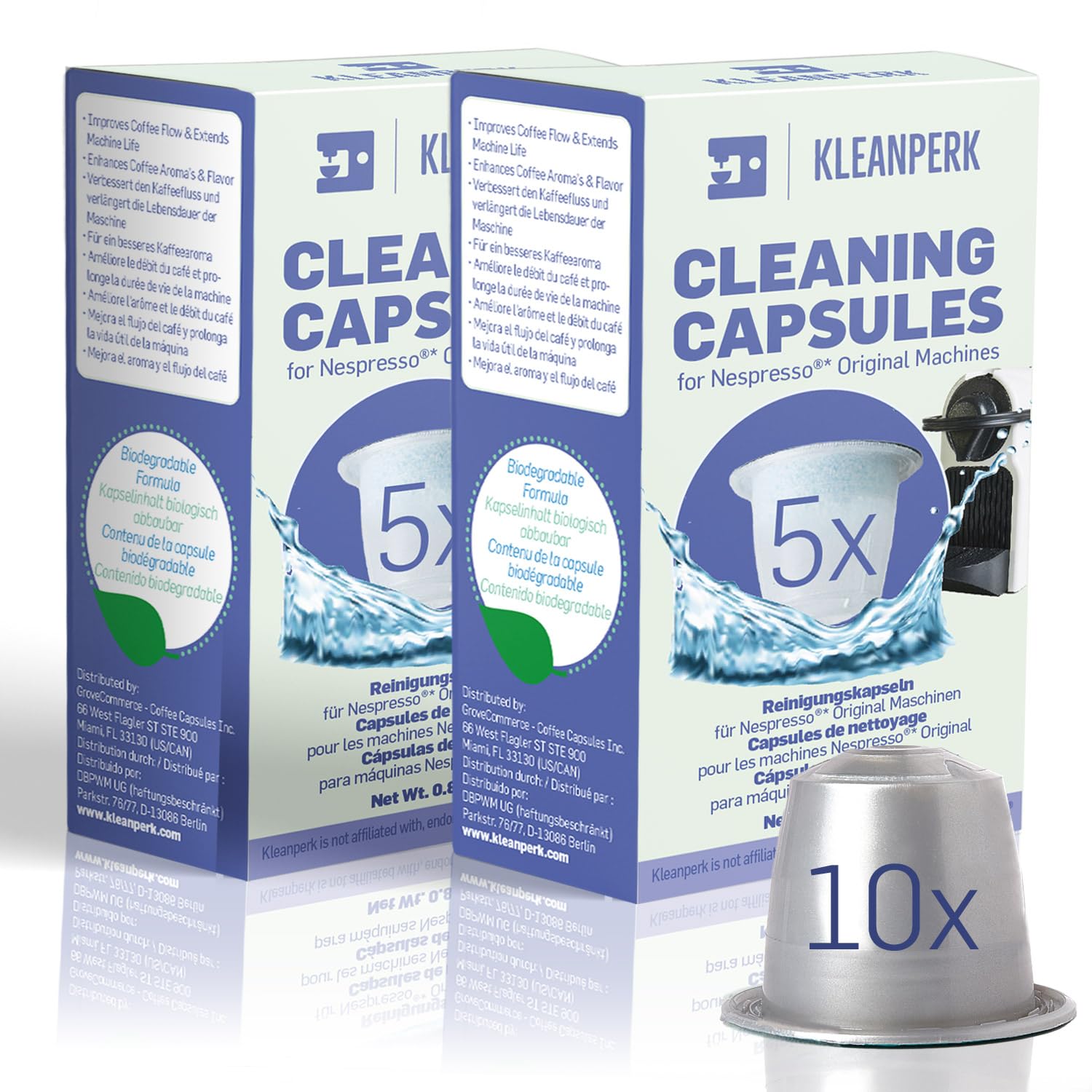 KLEANPERK 10 Pack Cleaning Pods Compatible with Nespresso Original Machines I Cleaning Kit for Better Tasting Coffee I Coffee Machine Cleaner I Easy