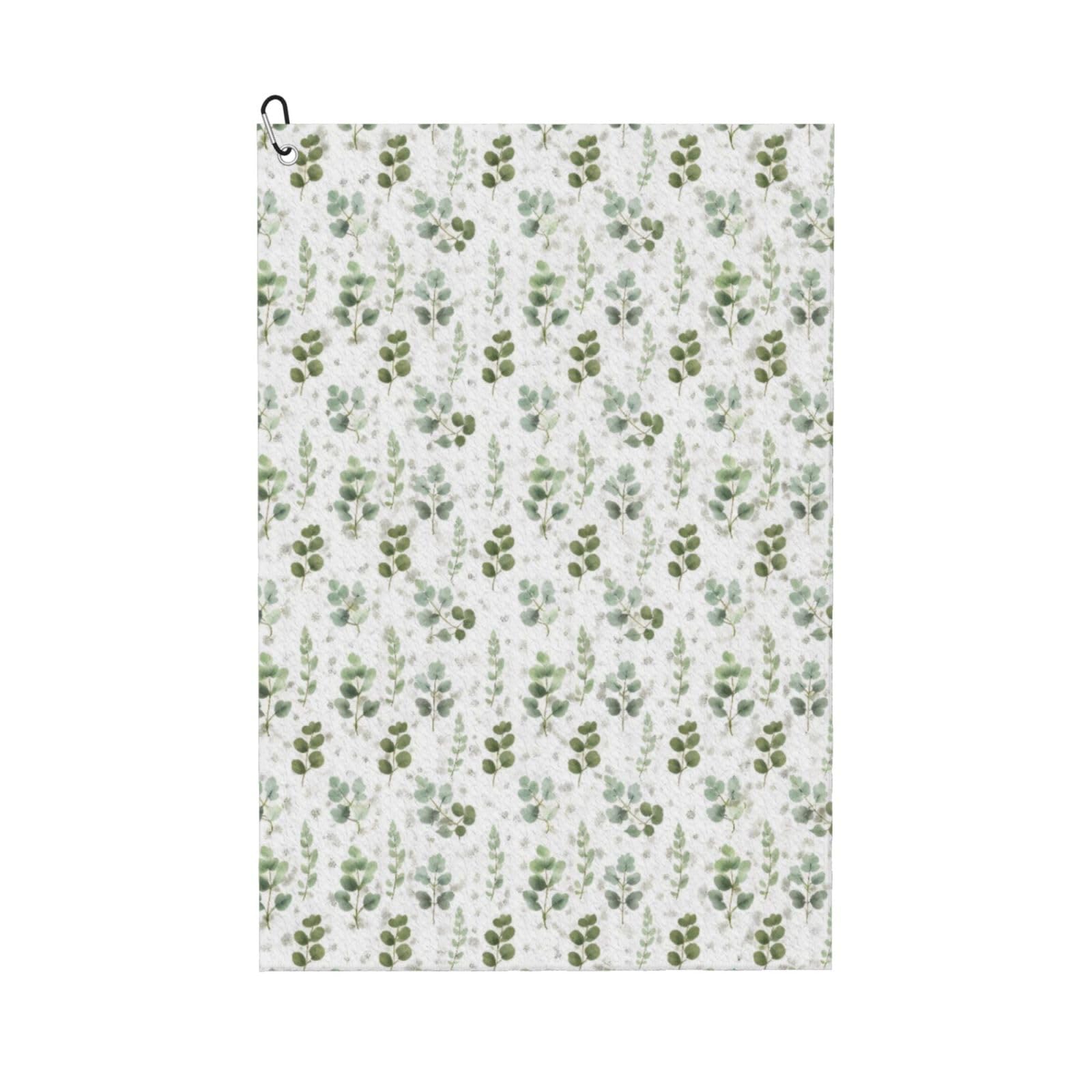 Oudrspo Watercolor Eucalyptus Leaves Print Multi-Functional Golf Towel | Absorbent Quick Drying 16x24in