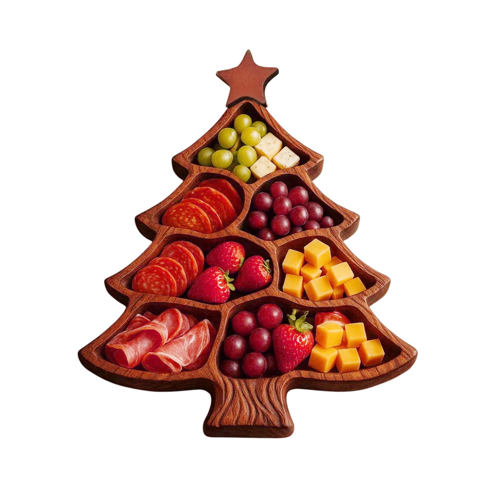 NEWFT Dishwasher Safe Wood Platter for Family Gatherings Christmas Tree Serving Tray Easy To Clean Storage Plate