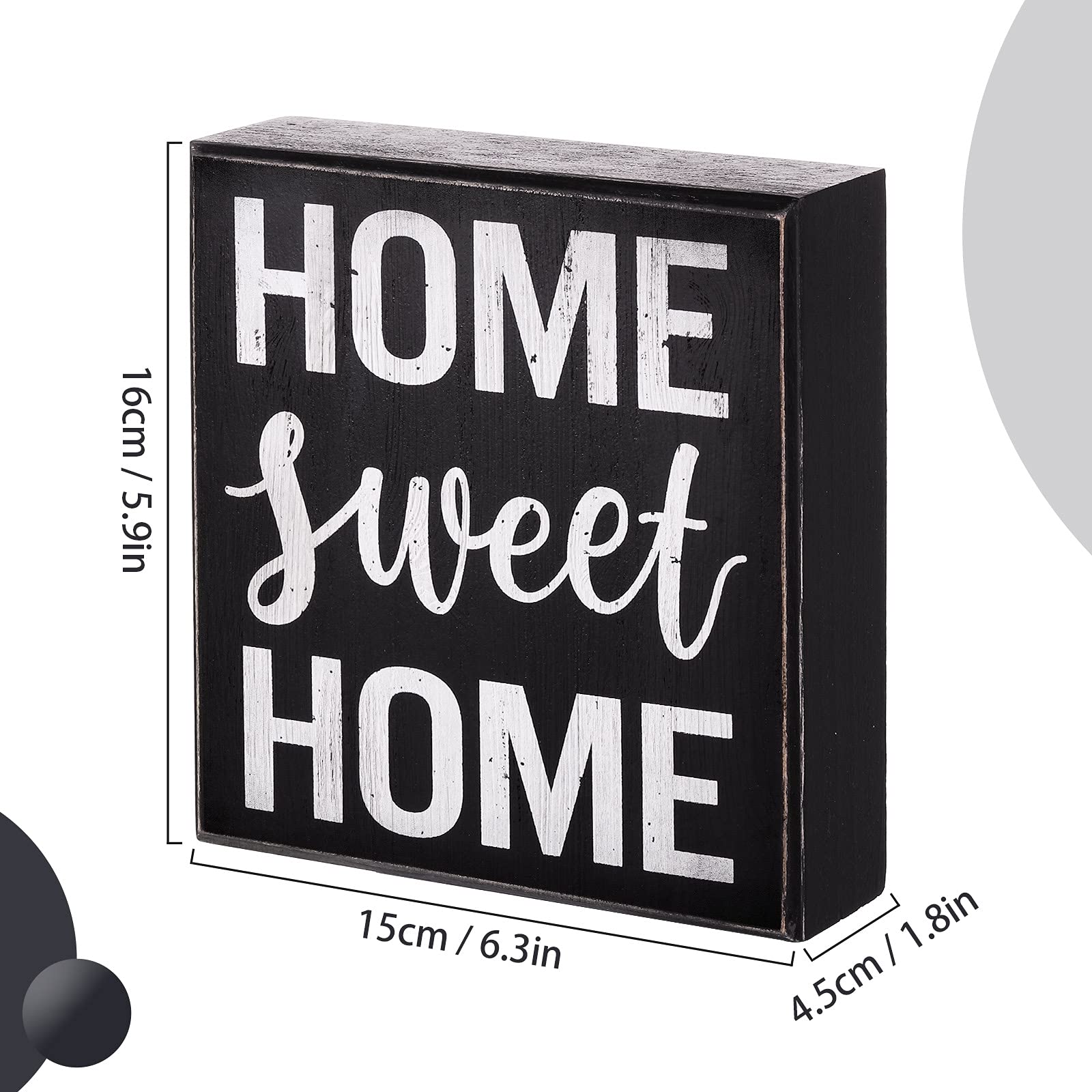Jetec Home Sweet Home Wooden Sign Classic Box Sign Wood Wall Plaque Decor Rustic Farmhouse Block Sign Desktop Bathroom House Table Decoration for Home 6 x 6.3 x 1.8 Inch