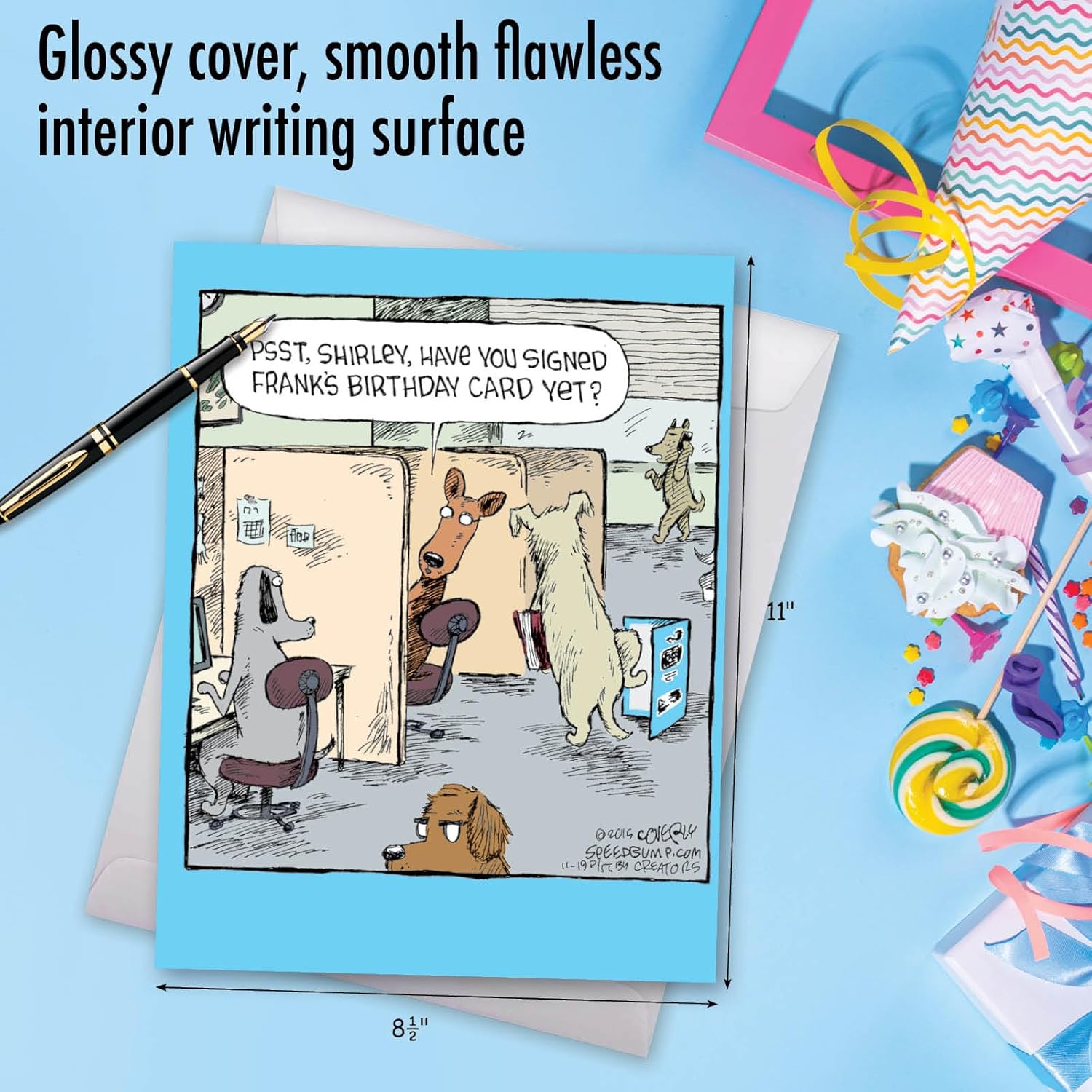 NobleWorks - 1 Big Funny Birthday Cartoon For Men and Women (8.5 x 11 Inch) - Jumbo Comic Humor, Group Greeting with Envelope - Frank's Card J2616BDG - Image 5