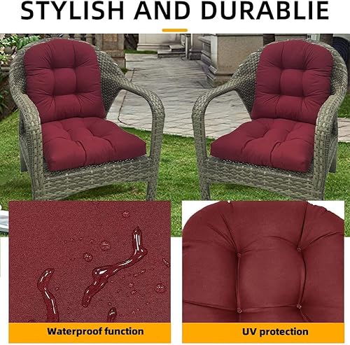 Miniatura 6 de Srutirbo Juego de 2 cojines de asiento para sillas de exterior, impermeables, 19 x 19 pulgadas, en forma de U, para sillas de patio y sillas