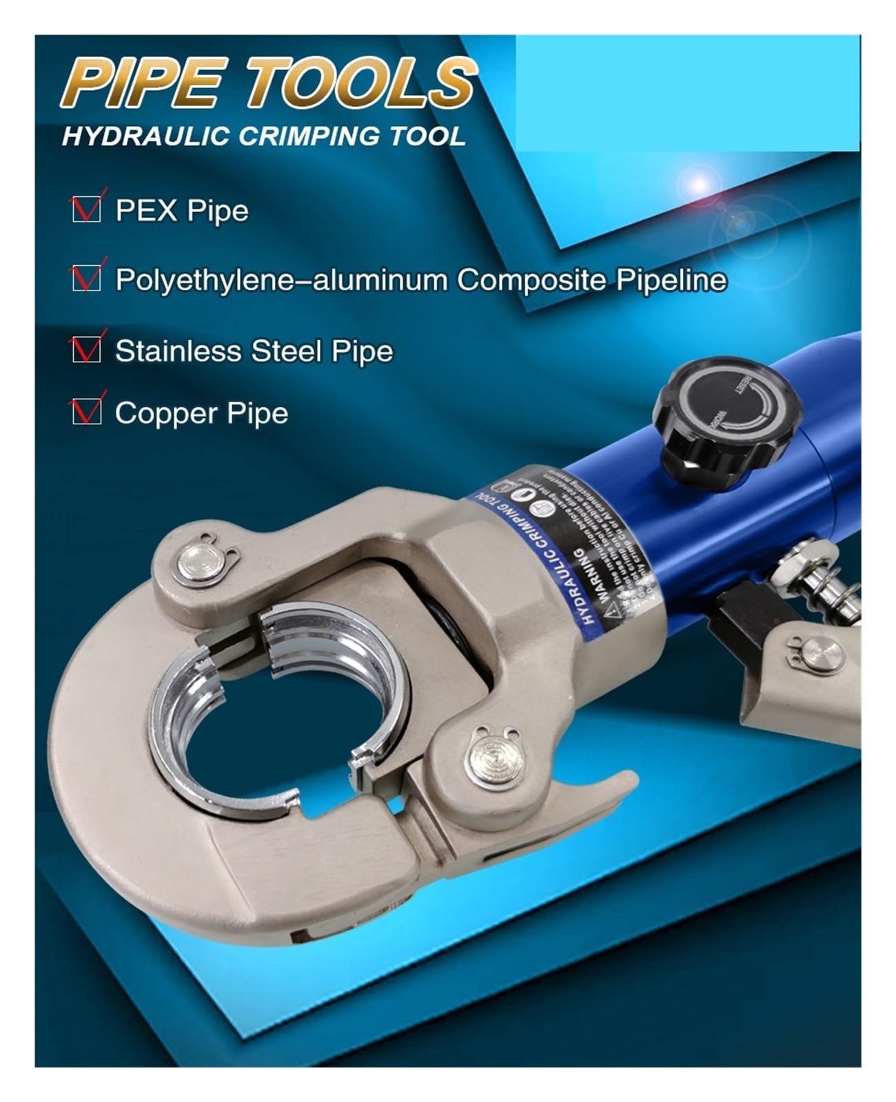 Hydrauliczne narzędzie do zaciskania rur hydraulicznych, rur ze stali nierdzewnej i miedzianych, wytrzymała zaciskarka do wydajnych połączeń rurowych