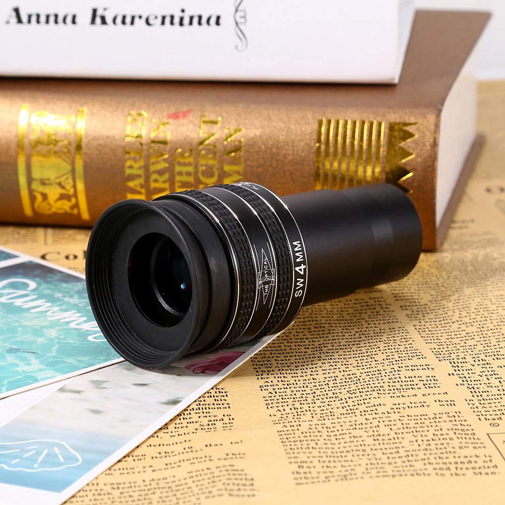 Ocular planetario de 4 mm, 1,25 Pulgadas y 58 Grados para telescopio, Ocular Negro para observación del Cielo Profundo con Lentes Completamente Multicapa, Amplio Campo de visión