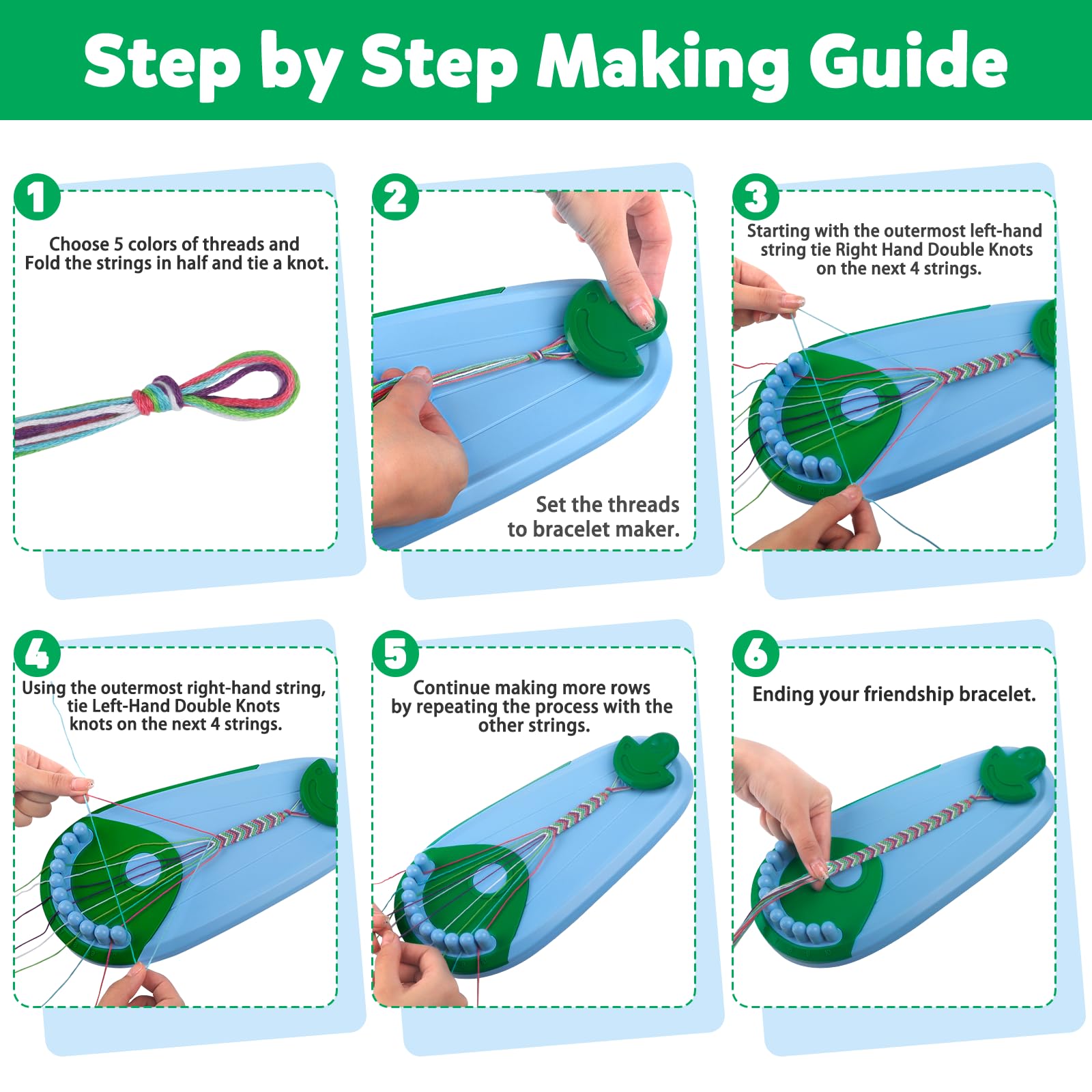 Plunack Kit para Hacer Pulseras Niñas, Kit de Manualidades para Niños Bricolaje 6-12 Años, Set Fabricación de Pulsera de Amistad, Regalos Navidad Cumpleaños Juguetes Niña 6 7 8 9 10 11 12 -Azul Verde