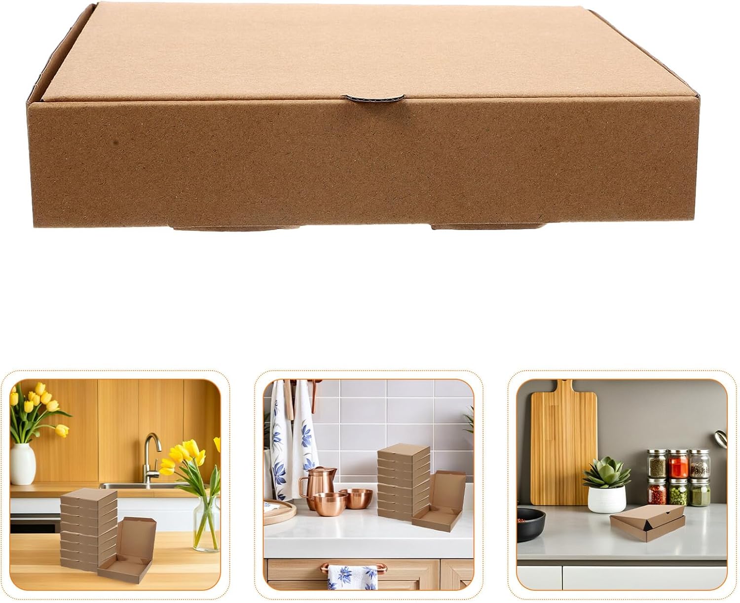 Uonlytech 30pcs 6-inch Kraft Paper Pizza Takeout Boxes, Thickened Folding Pizza Containers, Grease-resistant Food Packaging for Restaurants and Parties