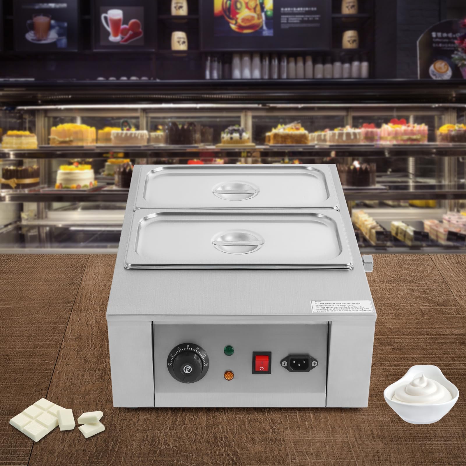 Chocolate Tempering Machine 2 Tanks 600W Electric Chocolate Melter 17.64lbs Chocolate Melting Pot Electric Chocolate Warmer with Temp Control 77-185°F for Melting and Heating Chocolate Milk Cream — view 4