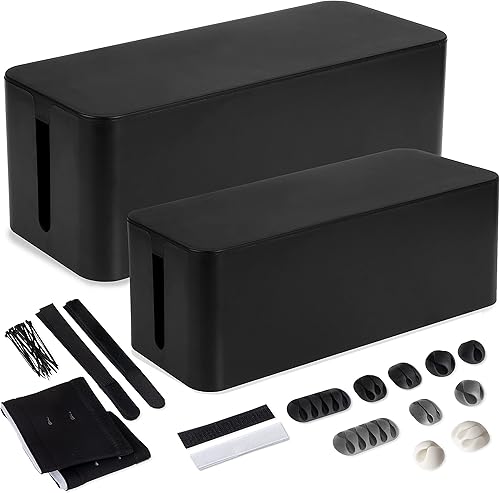 Iron Forge Cable Caja de organización de cables, paquete de 2 Organizador de cables y protector para cables, regletas de alimentación, protectores