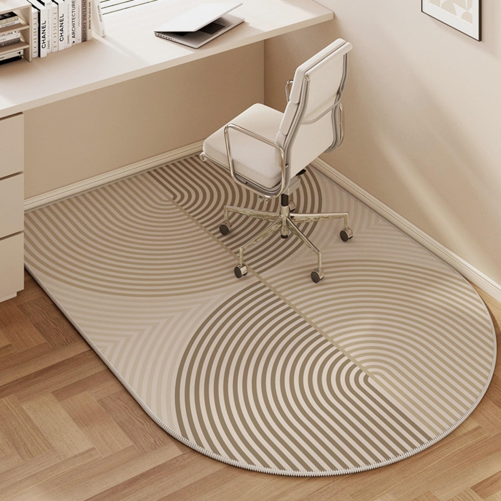 Odot Office Chair Mat for Carpeted and Hardwood Floor Protector, Modern Non-Slip Computer Gaming Rolling Chair Desk Mat Protection Carpet for Wooden Floors (Circle,60x120cm)