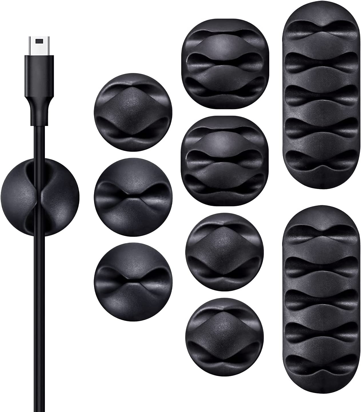 Wire Clips Cable Protector Adhesive Cord Holders for Computer, Office Desk, Car and Home (10 Pack, Black) — Amazon image 9