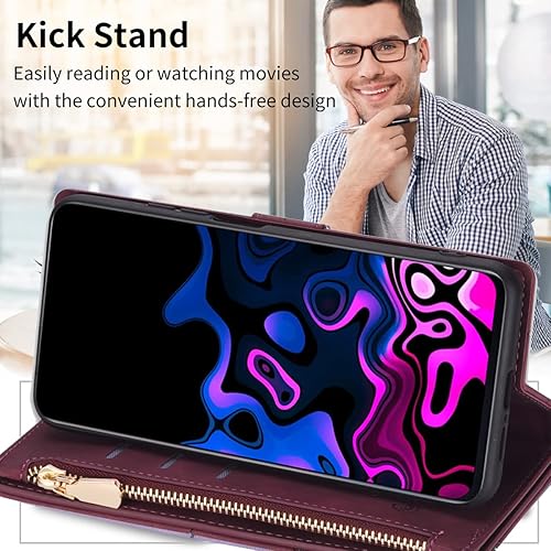 Miniatura 217 de UEEBAI Funda para Samsung Galaxy S21 FE 5G, 9 ranuras para tarjetas, cartera de cuero retro a prueba de golpes, con correa de mano, ranuras