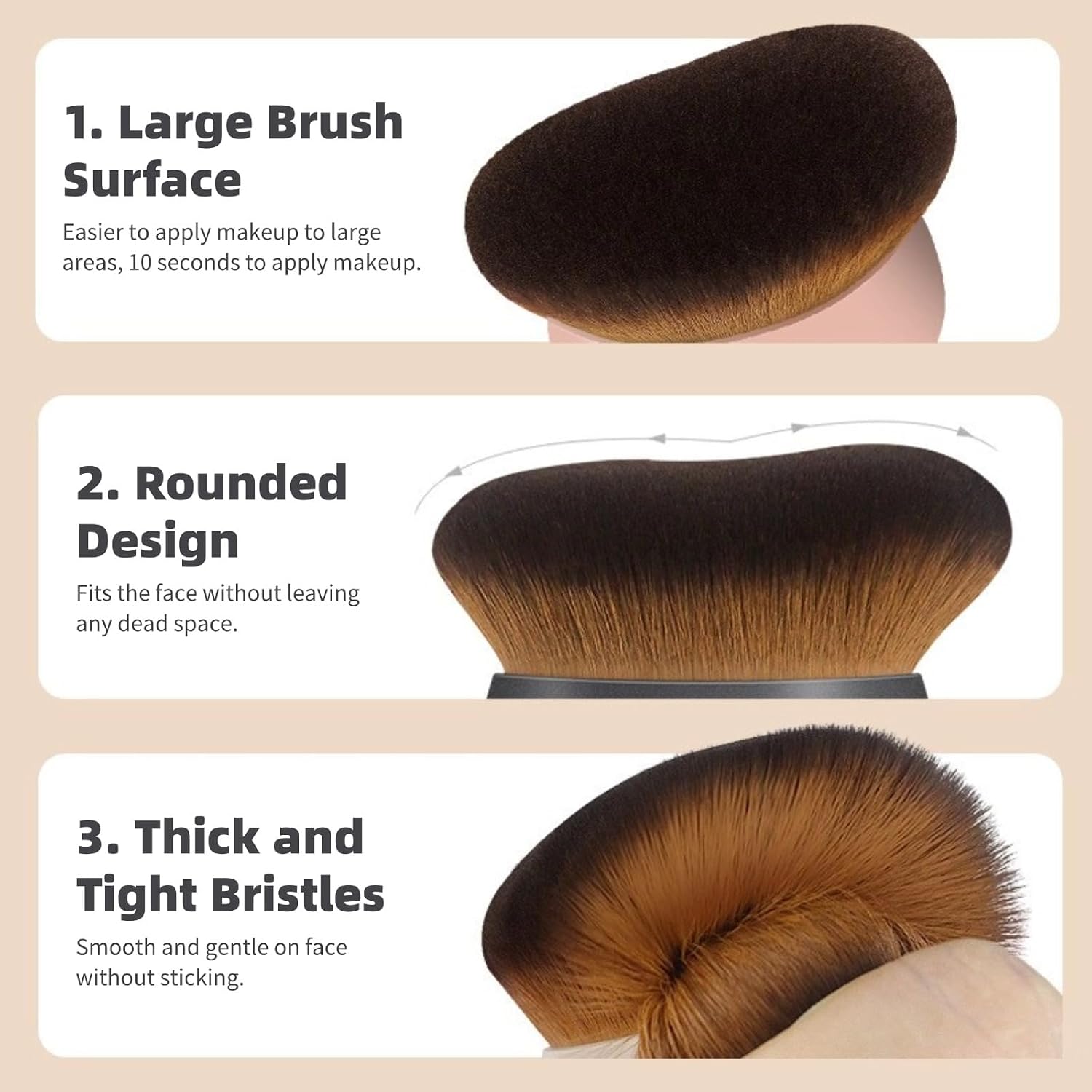 Self Tanner Brush, Large Tanning Brush for Face and Body, Tanning Mitt Bronzer Brush for Self Tan, Kabuki Leg Makeup Brush Multifunctional Self Tanning Applicator (Gold)