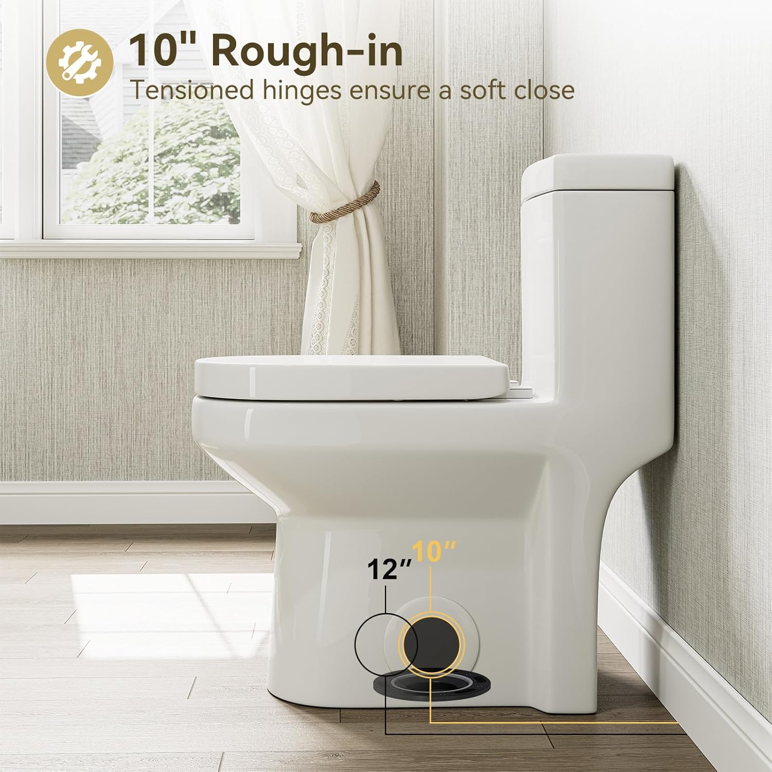 Illustration showing 10-inch rough-in measurement for toilet installation