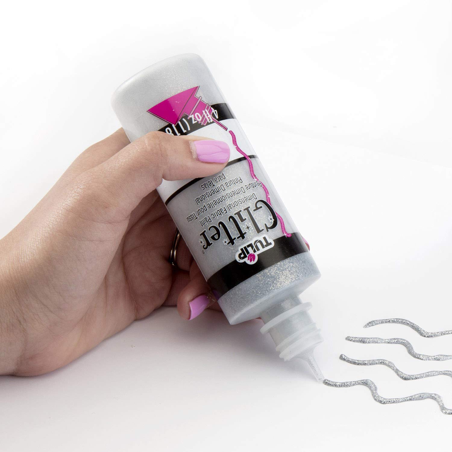 Tulip Puff Fabric Paint 3D, 4 fl oz, Festive 3 Pack - Gold Glitter, Sliver Glitter, Red Glitter - Image 3