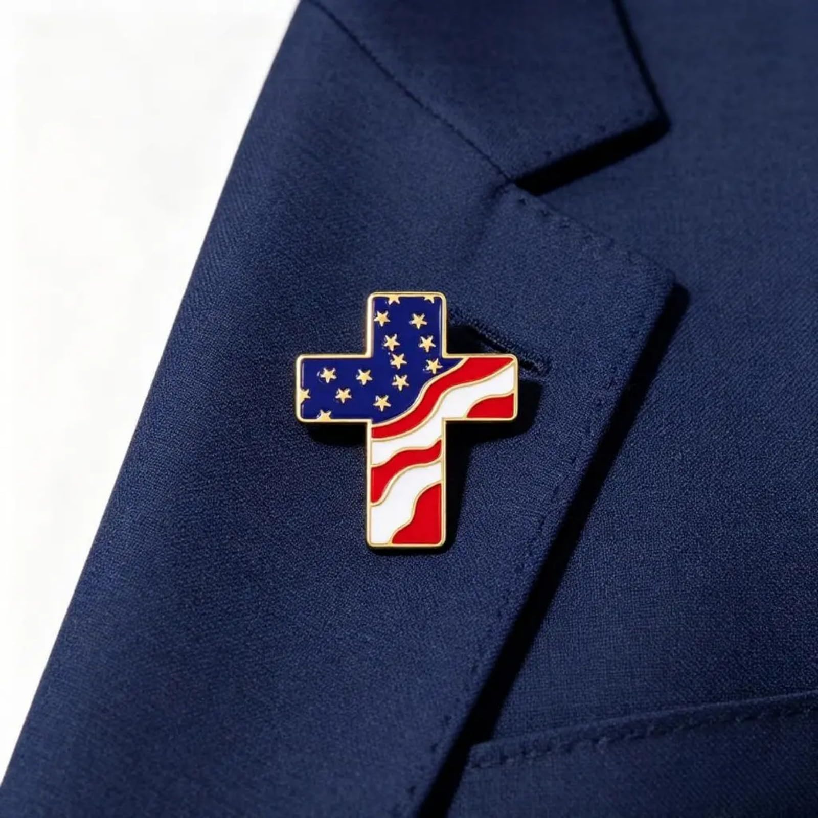Pin de cruz patriótica de perfil delgado con cierre de dos vías, coleccionables patrióticos, perfecto para mochilas, chaquetas y gorras, insignia de la bandera de Estados Unidos