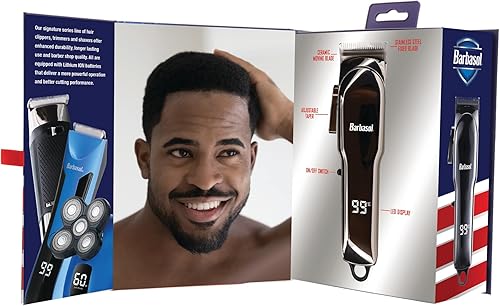 Miniatura 4 de Barbasol Cortapelos recargable, cortadora de pelo profesional y doméstica para hombres, cuchillas de cerámica de bajo calor sin óxido, 6 peines de
