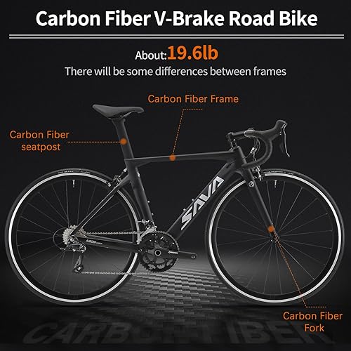Miniatura 2 de Bicicleta de carretera de carbono Savadeck, Warwinds3.0 700C de fibra de carbono con sistema de cambio de 18 velocidades SORA y freno en V doble