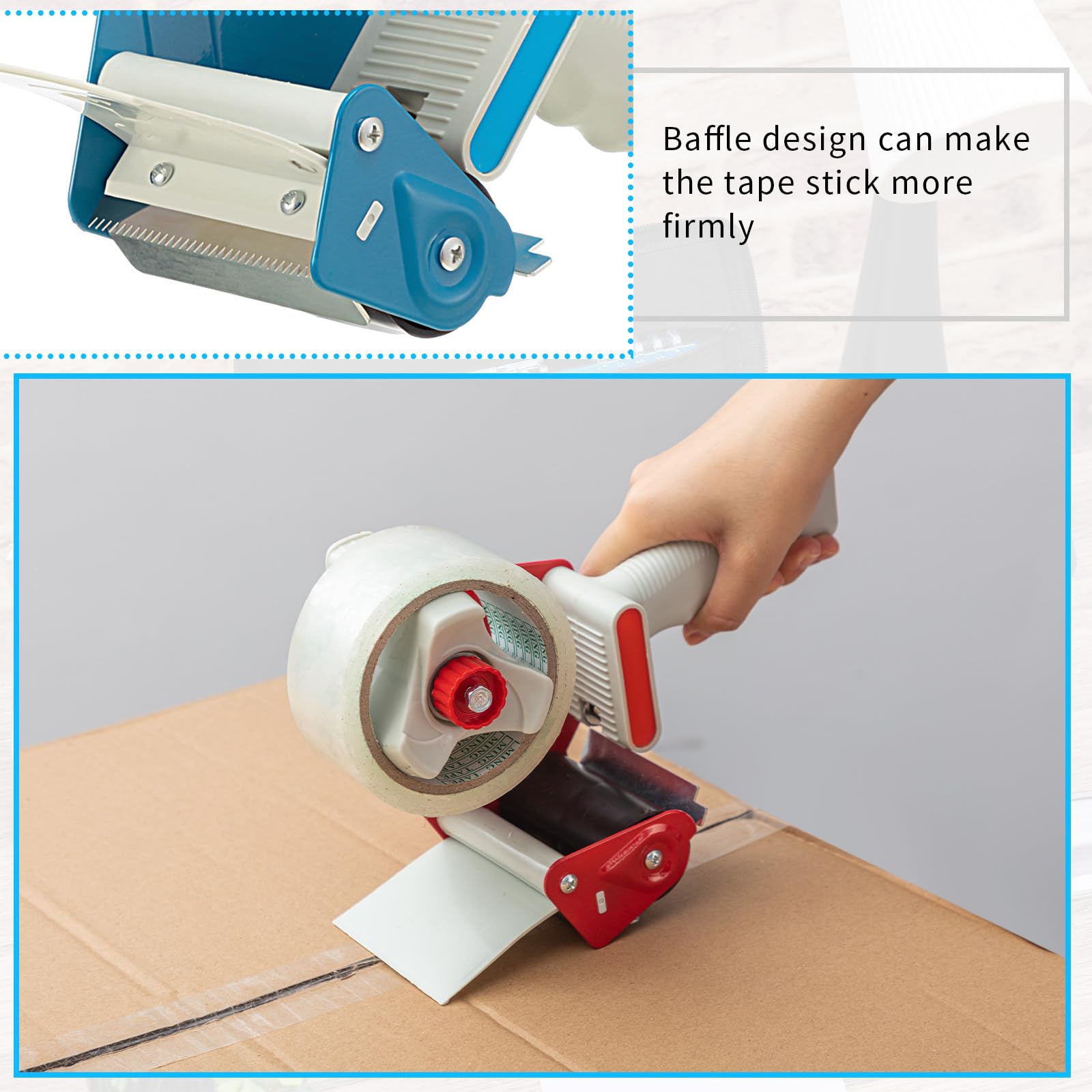 WILLBOND Confezione da 4 pistole per nastro da 7,6 cm di larghezza, leggere, dispenser per nastro adesivo resistente, per trasloco di scatole di spedizione, imballaggio, dispenser di spedizioni, rosso