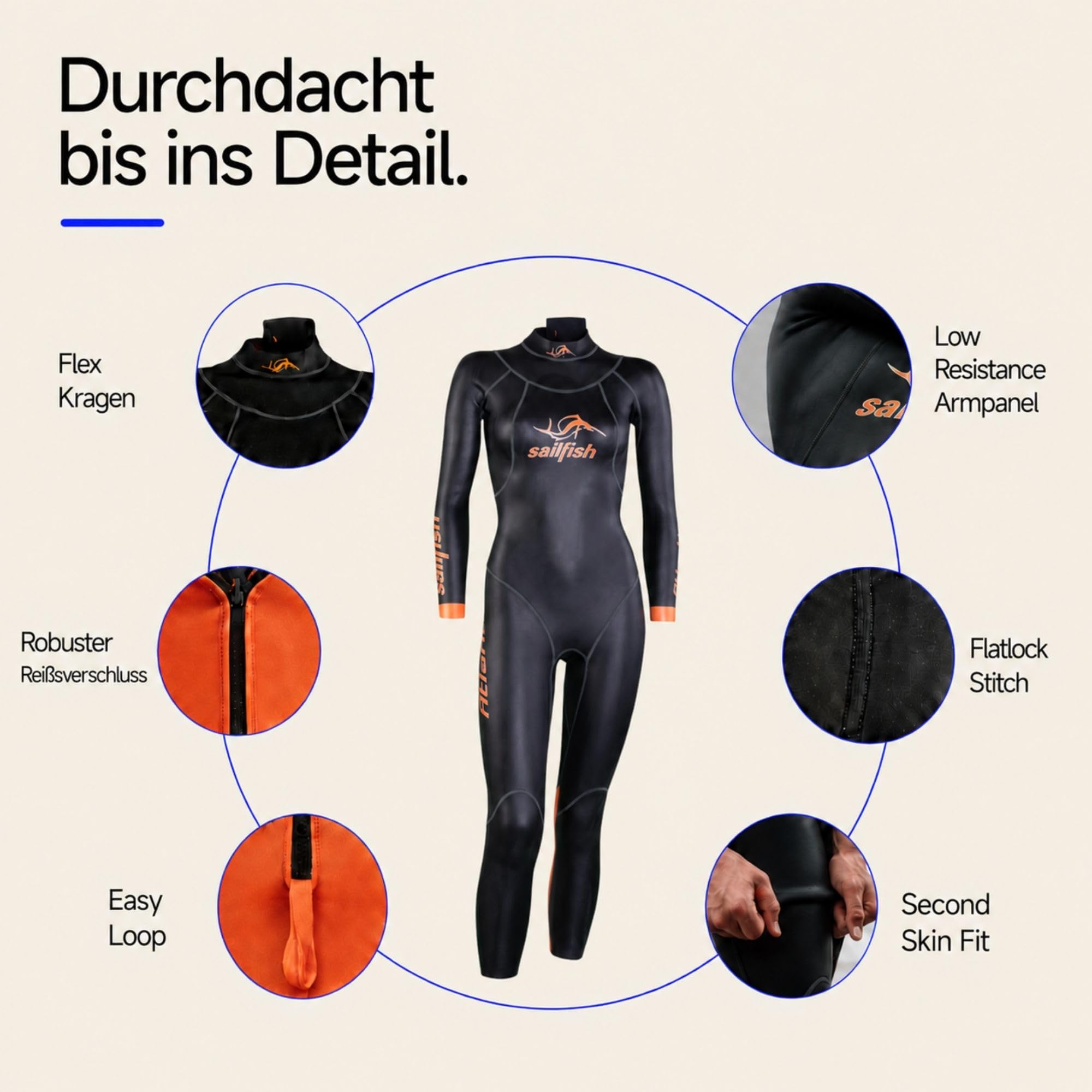 sailfish® Neoprenanzug Damen Atlantic 2 | Wetsuit mit hydrodynamischer Passform & Auftrieb | Triathlonanzug für Einsteigerinnen & Freiwasser-Schwimmerinnen | Wärmeisolierend & komfortabel