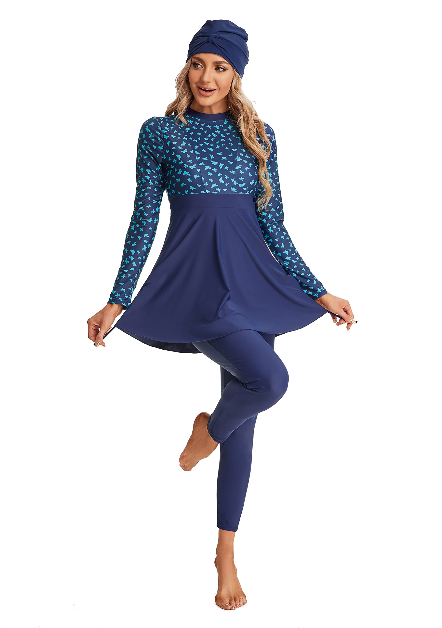 Womens' 3 Pieces Muslim Swimwear Full Cover Hijab Modest Swimsuit Plus Size Burkini(6XL,S4)